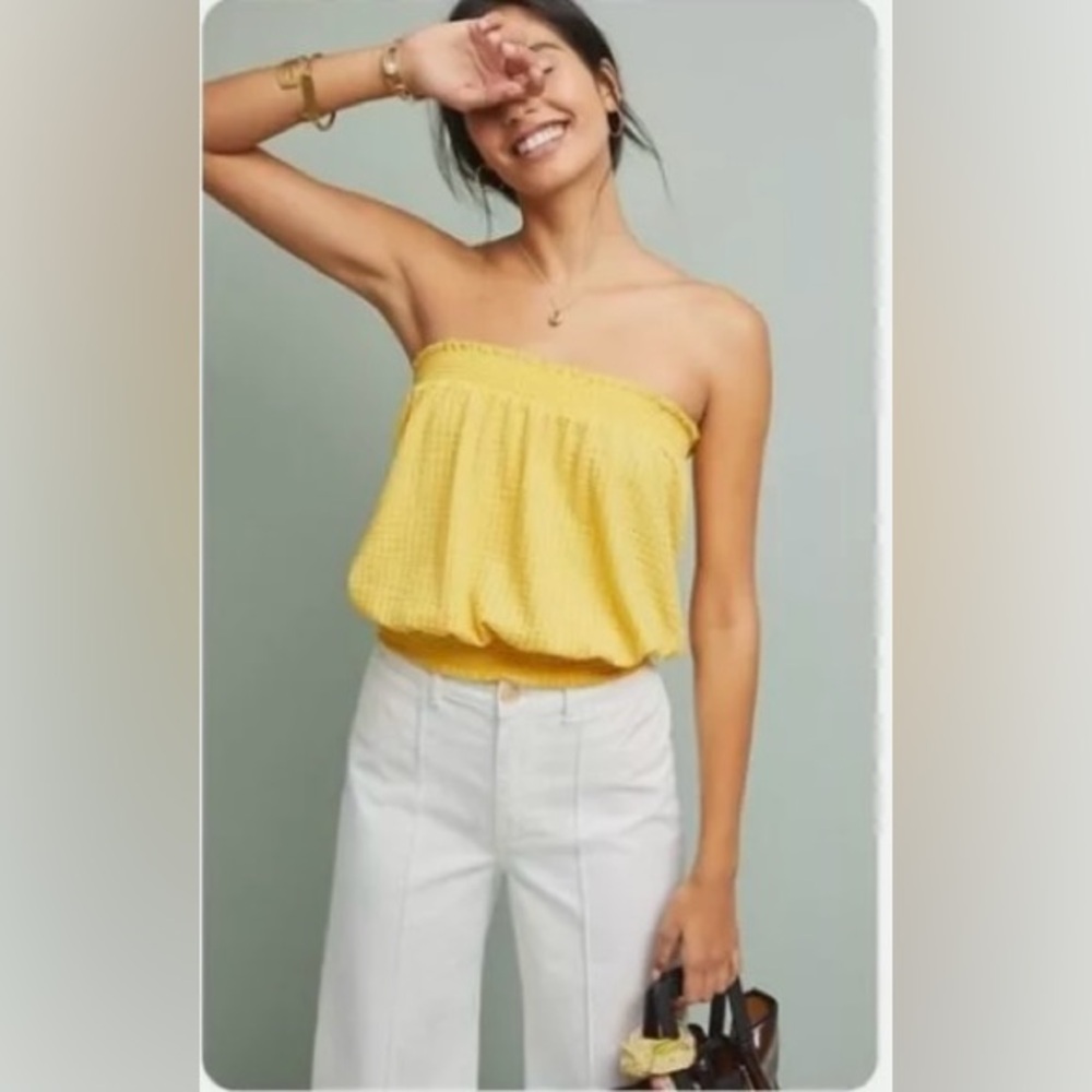Anthropologie Colusa Yellow Tube Top Size Small